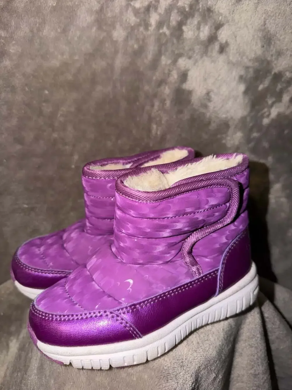 Hobibear Kids Purple Winter Snow Boots Warm Lined Ankle Boots